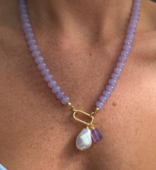 Lavender Pearl Drop Necklace