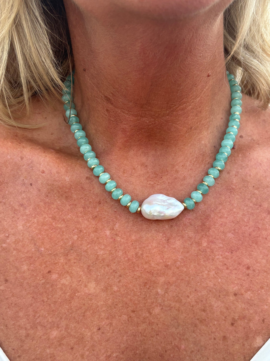 Turquoise Baroque Pearl Necklace