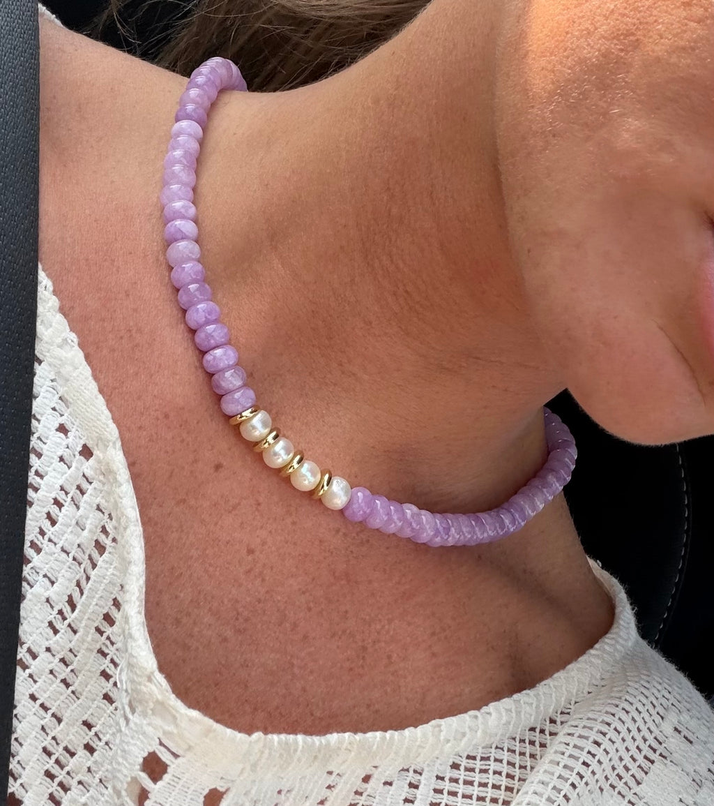Lavender Pearl Gemstone Necklace